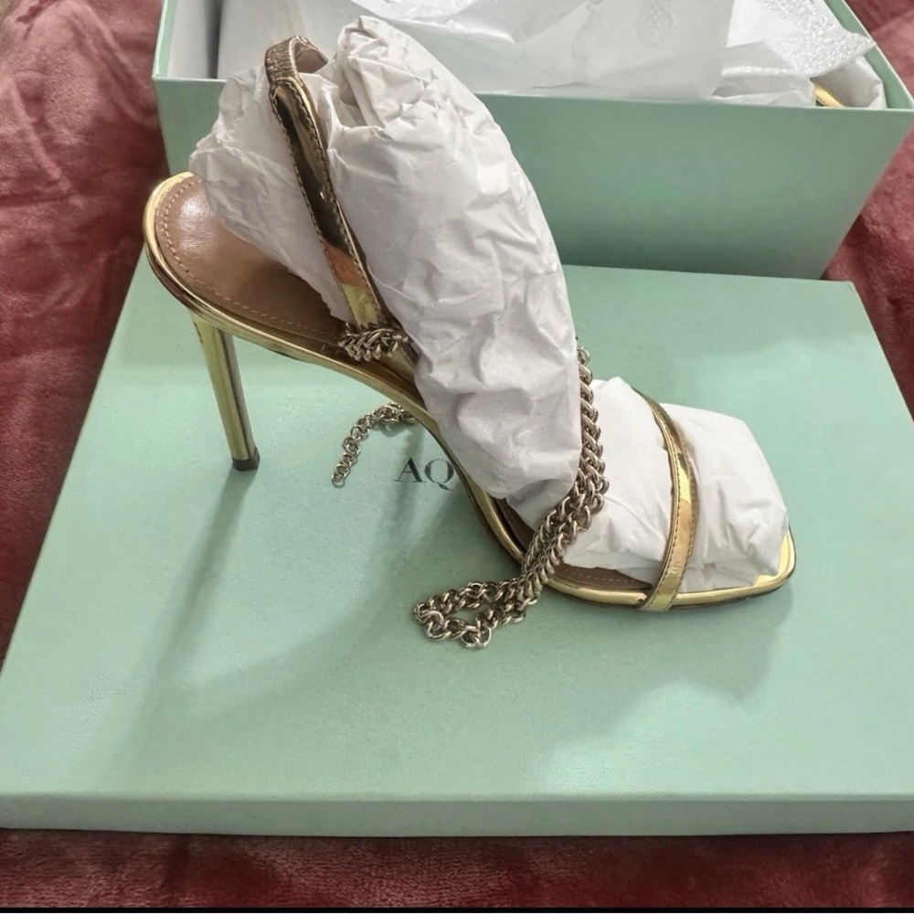Aquazzura Gold Chain Embellished Heels